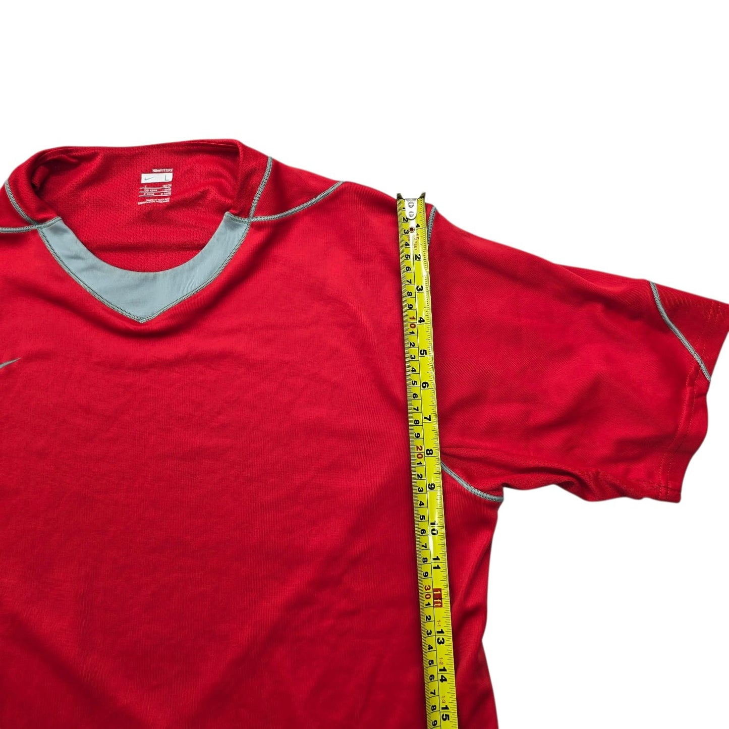 Nike Men's Red V-Neck Jersey L Short Sleeve Mesh