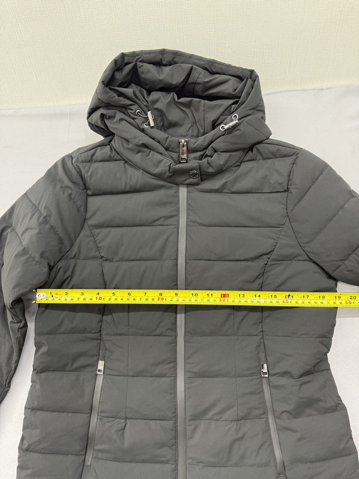 Michael Kors Black Puffer Jacket M Hooded Lightweight Quilted Zip