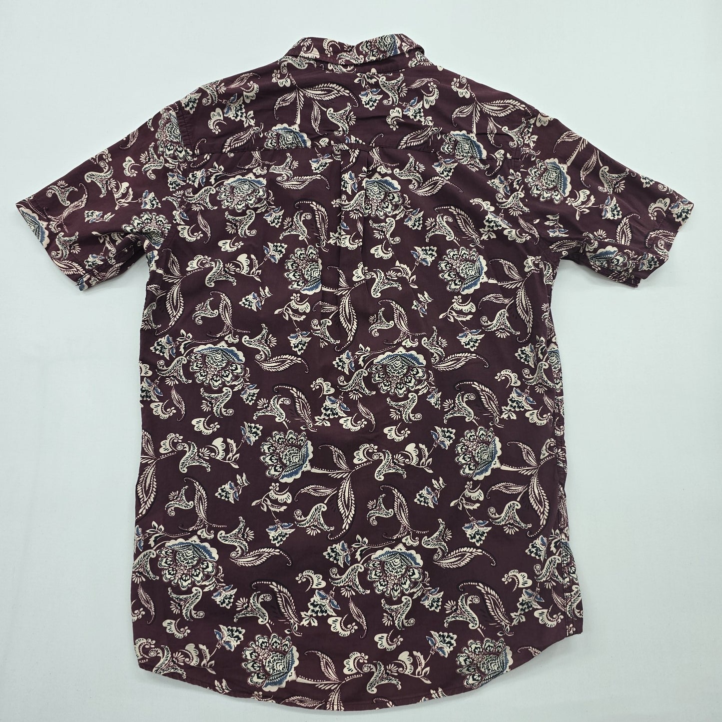 PDI Boys Burgundy Paisley Button-Up Shirt Cotton Size M Regular Condition