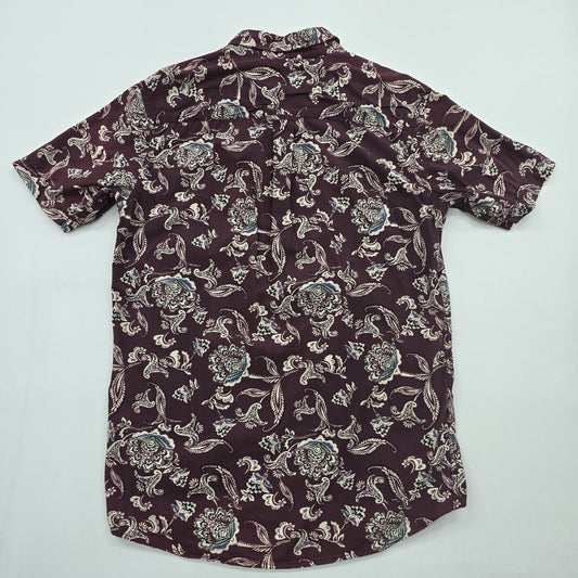 PDI Boys Burgundy Paisley Button-Up Shirt Cotton Size M Regular Condition