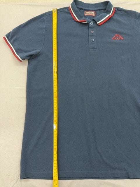 Kappa Men's Navy Polo Shirt XL Short Sleeve Red White Trim Cotton