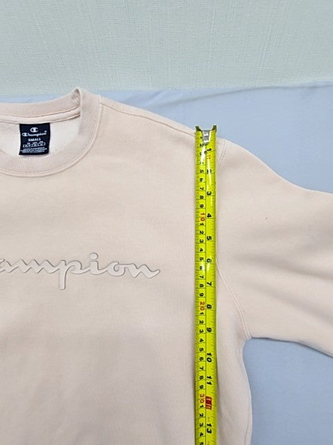 Champion Cream Fleece Pullover Sweatshirt Crewneck S