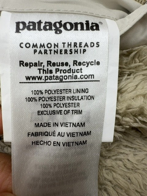 Patagonia Women's Beige Hooded Fleece Vest Reversible Regular Size