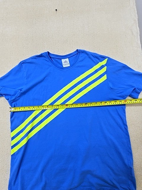 Adidas Men's Blue Striped Three Stripes T-Shirt XL Cotton Crew Neck