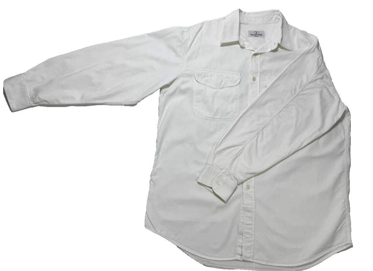 Valentino Jeans Men's Long Sleeve Shirt | Size: M | White | Botton Up