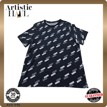 Puma Men's XL Black Brand Love All-Over Logo Print T-Shirt Cotton