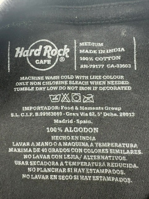 Hard Rock Cafe Navy Graphic T-Shirt Medium 100% Cotton Crewneck