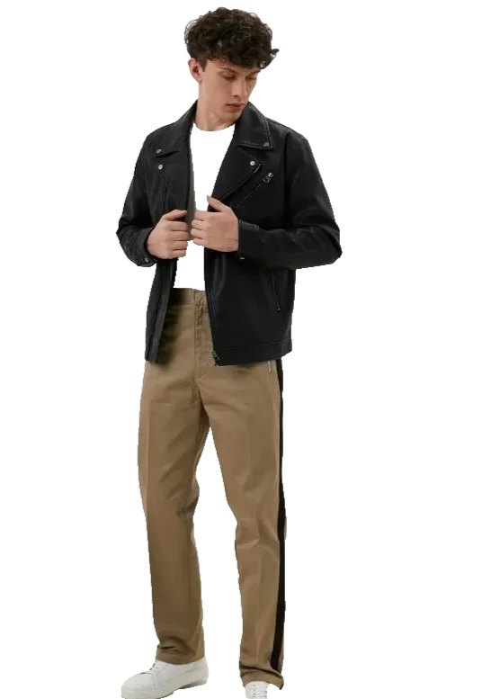 Diesel Men's Beige Chino Pants with Black Side Stripe | 32 | MADE IN INDIA| NWT