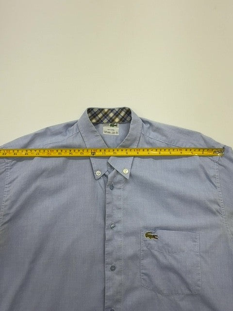 Lacoste Men Light Blue Button-Down Poplin Shirt XL Chest Pocket Regular