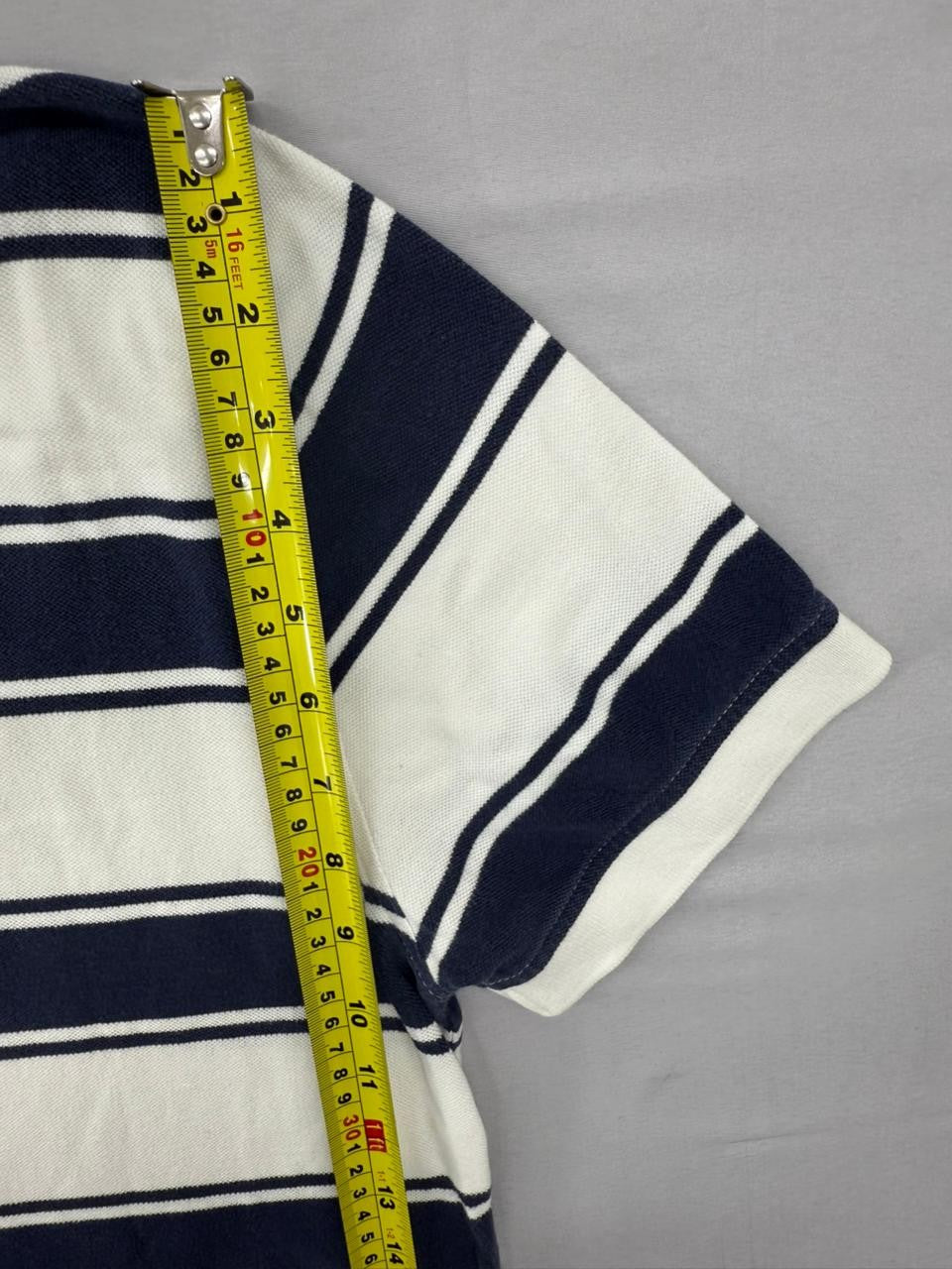 Tommy Hilfiger Men's Navy Stripe Polo Shirt Size L Custom Fit Cotton