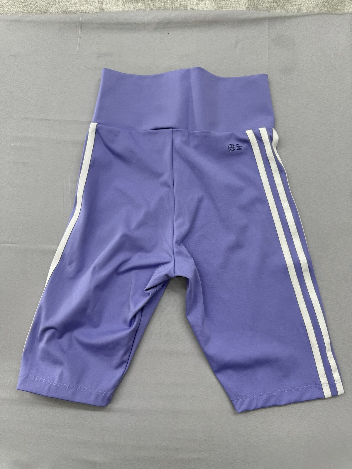 Adidas Women's Purple Striped High Waist Active Shorts M