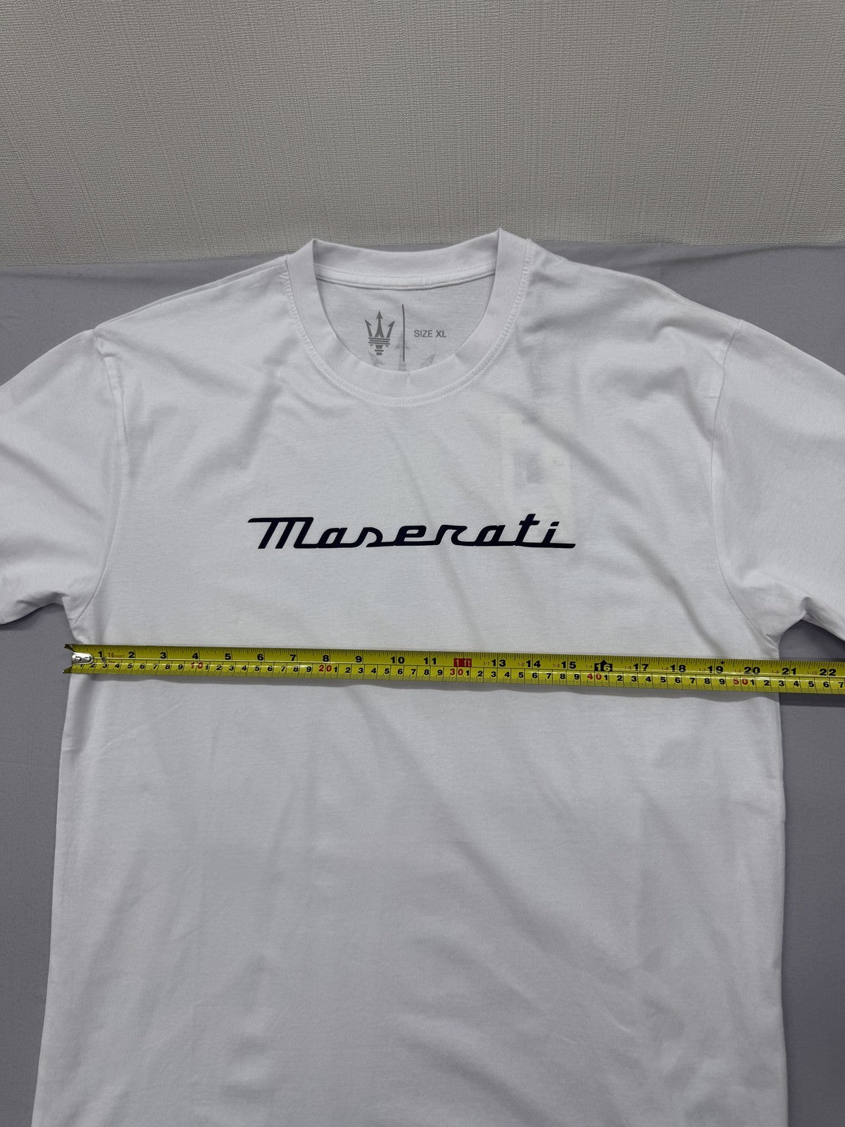 Maserati White Graphic T-Shirt XL Cotton Crew Neck