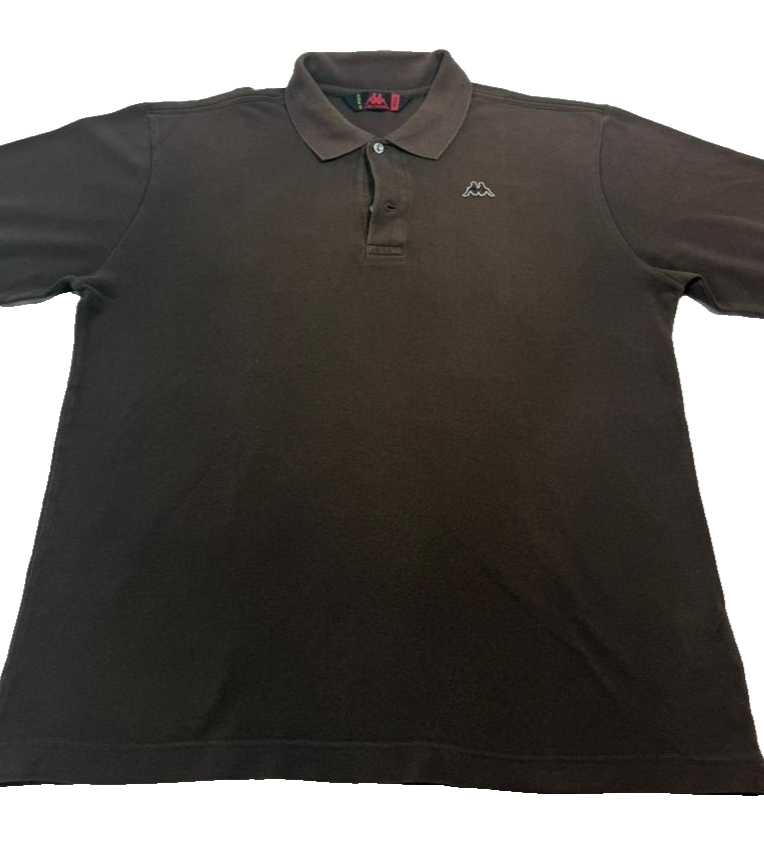 Kappa Men's Brown Long Sleeve Pique Polo Embroidered Logo Size M