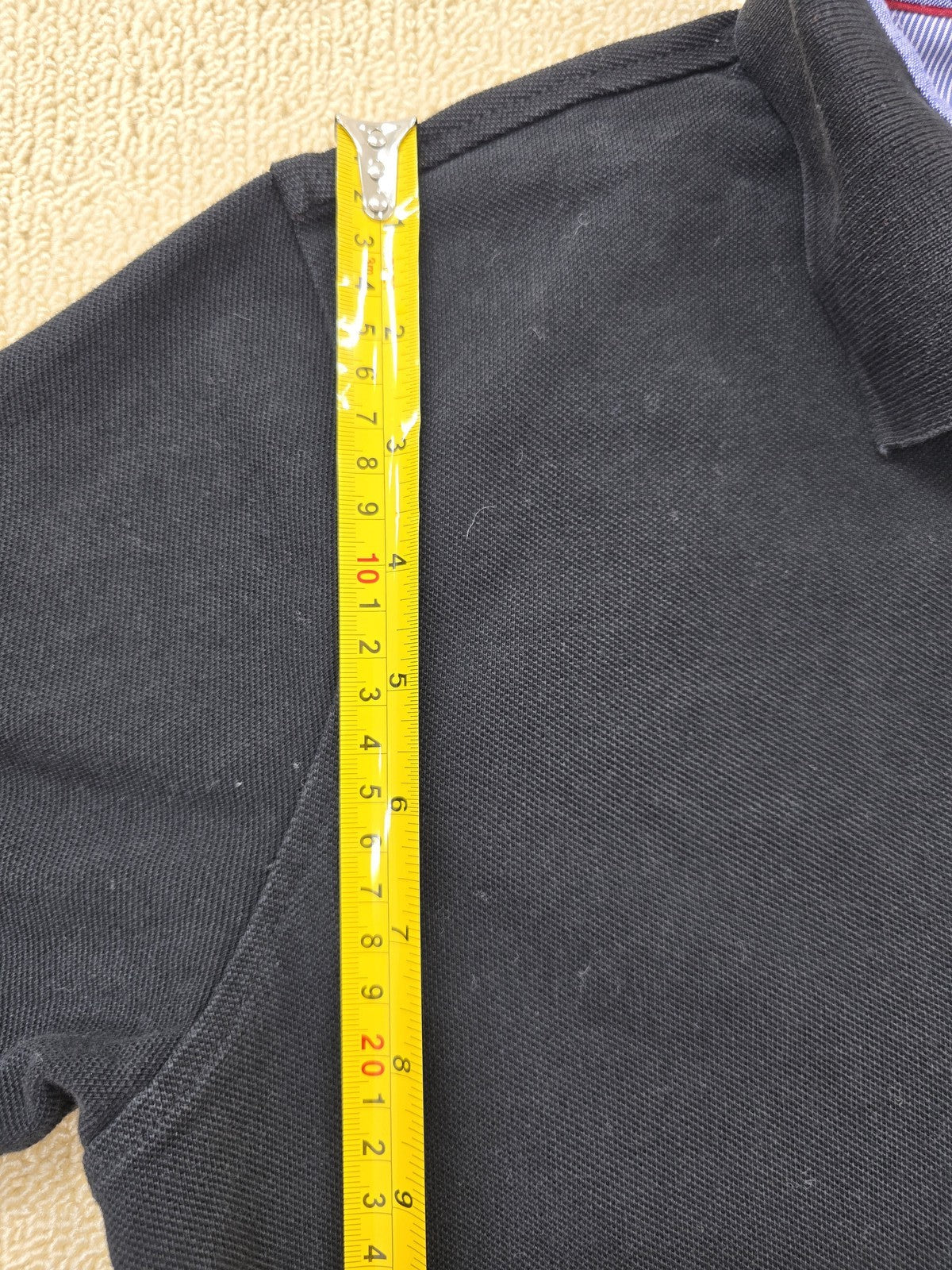 Tommy Hilfiger Navy Cotton Pique Polo Shirt Men's M Short Sleeve Tipped Collar