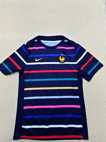 Nike Men's France Soccer Jersey Short Sleeve Multicolor Stripe S