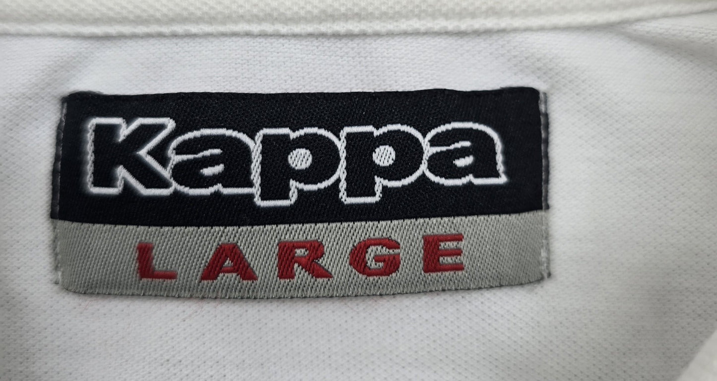 Kappa Men's White Cotton Polo Shirt Large Short Sleeve Button-Down
