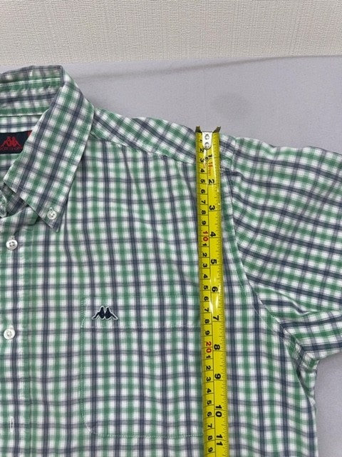 Robe di Kappa Men's Green Plaid Short Sleeve Button-Down M Cotton