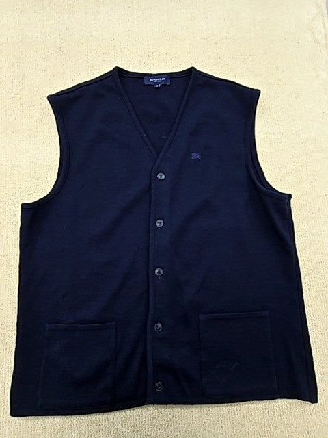 Vintage Burberry Navy Wool Blend V-Neck Vest Men's Size 8