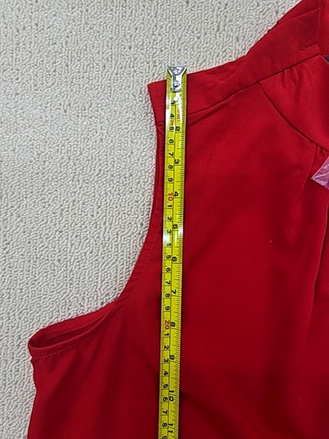 French Connection Red Sleeveless Blouse Stand Collar Women's Regular Size 12
