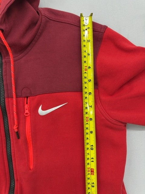 Nike Full Zip Fleece Hoodie Red Size M Unisex Cotton/Poly