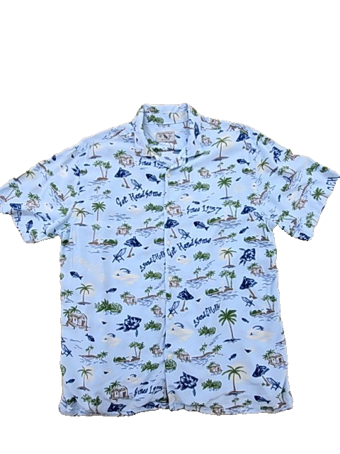Grand & Hills Men's Blue Shirt – Size L, Short Sleeve
