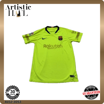 Nike Youth Neon Yellow FC Barcelona Soccer Jersey Dri-FIT Short Sleeve