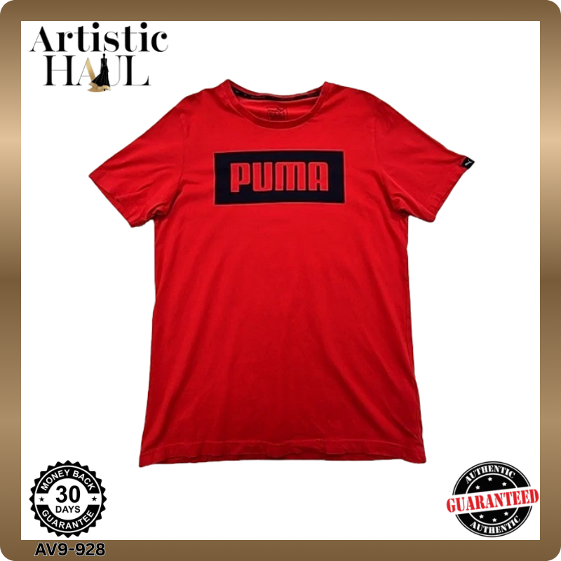 Puma Red Cotton Short Sleeve Crewneck T-Shirt Men's S