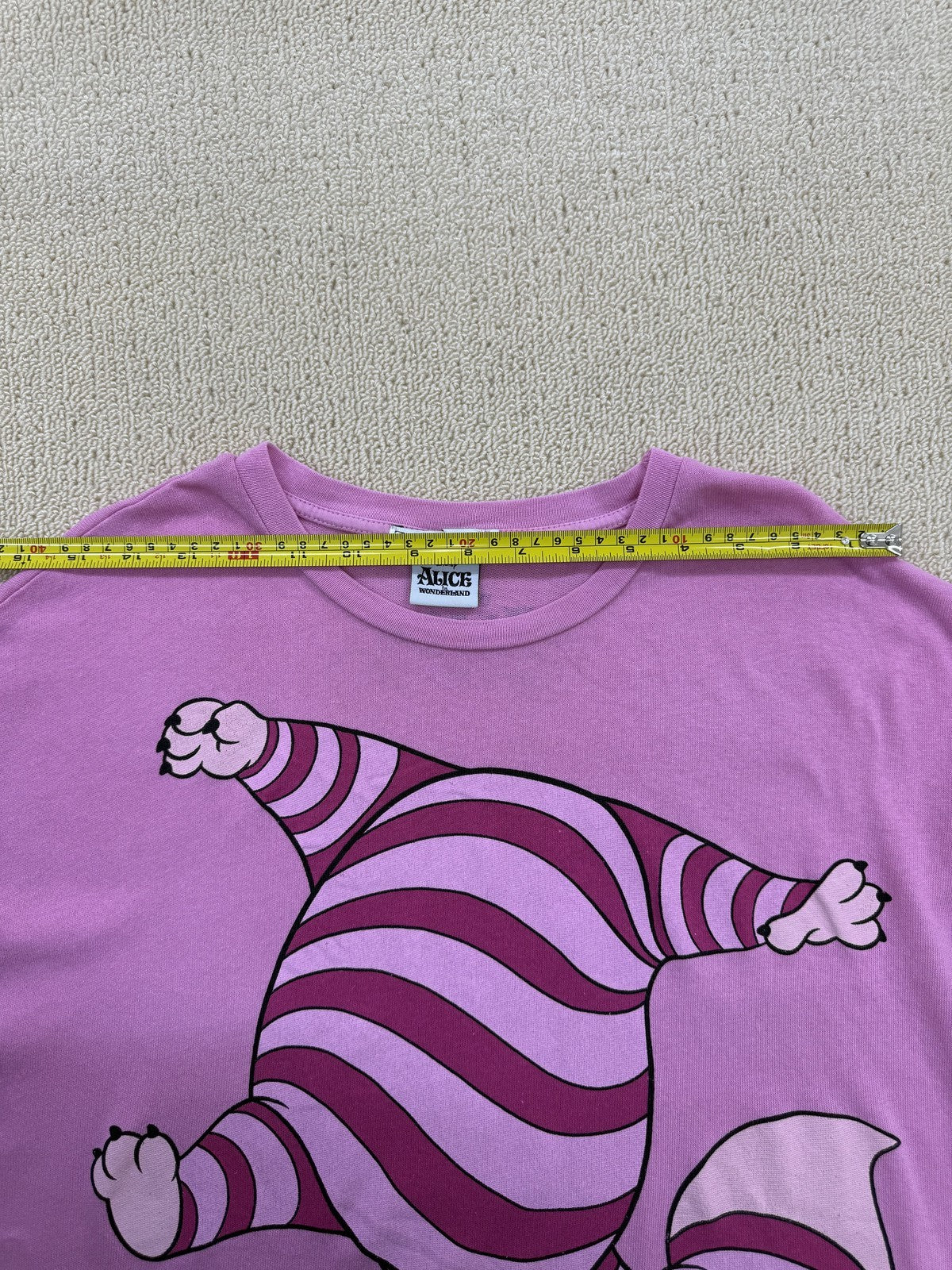 Zara Disney Cheshire Cat Alice Pink Striped T-Shirt M Short Sleeve