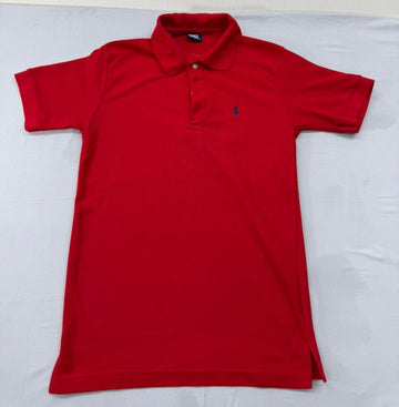 Polo Boys Red Short Sleeve Polo Shirt Size M 100% Cotton