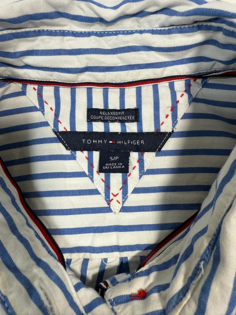 Tommy Hilfiger Women's Blue White Striped Relaxed Fit Button Down Shirt Size S