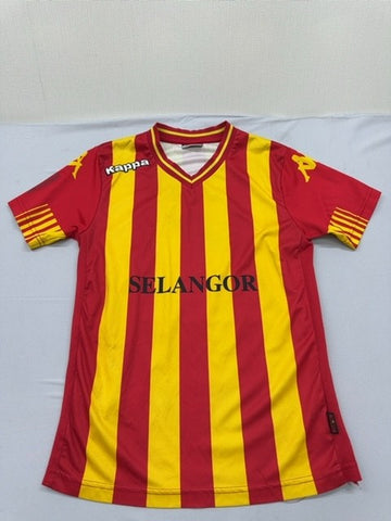 Kappa Men's Red Yellow Striped Football Jersey V-Neck Size M