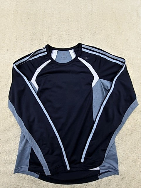 Adidas Men's Black 3 Stripes Long Sleeve Crewneck T-Shirt Size L
