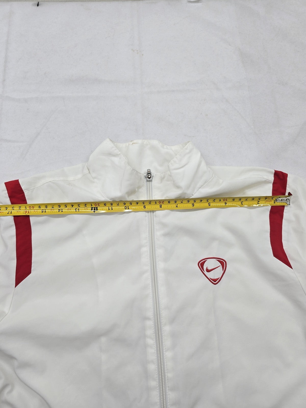 Nike Dri-FIT White Slim Fit Track Jacket Men's L Zipper Stand Collar