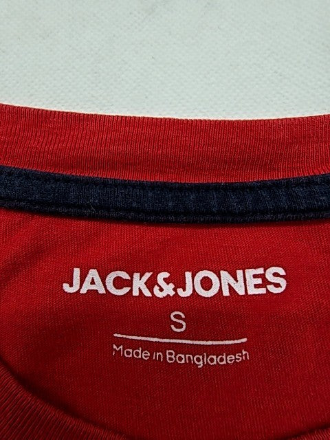 Jack & Jones Red Short Sleeve Men's T-Shirt S Cotton Crew Neck