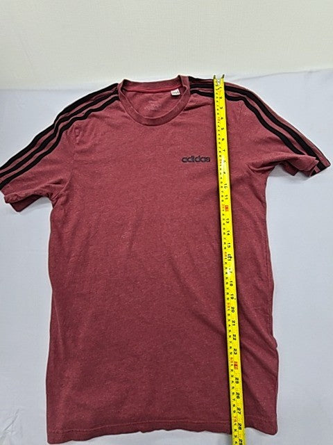 Adidas Men's Burgundy 3 Stripes T-Shirt M Short Sleeve Crew Regular