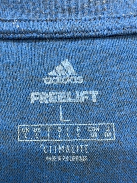 Adidas Men's L Blue Climalite Freelift Short Sleeve Crewneck T-Shirt