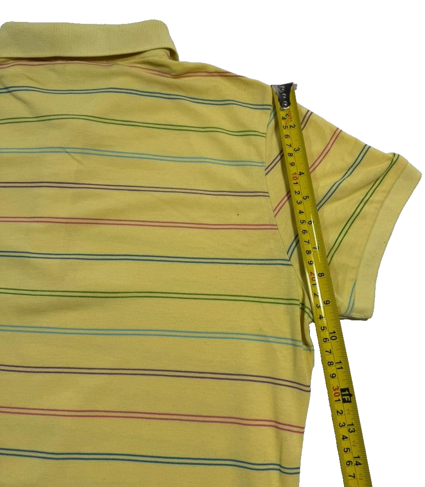Lacoste Men Yellow Multi-Color Striped Pique Polo Shirt Croc Logo XXXL