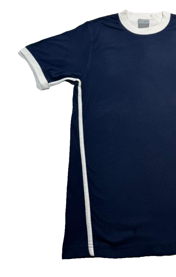 Nike Navy Blue T-Shirt, Men's S, White Trim, Casual Cotton Short Sleeve