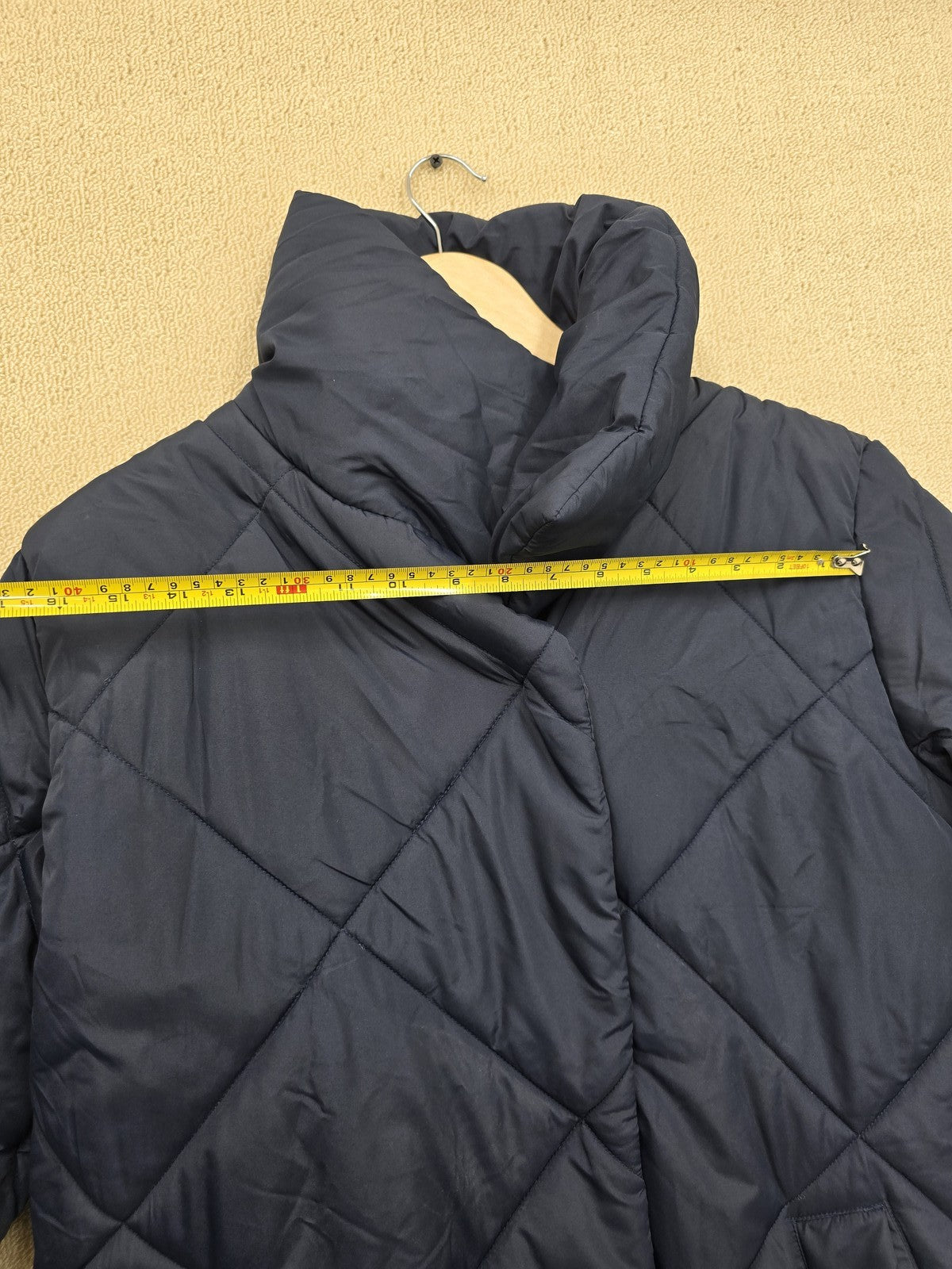French Connection Navy Quilted Puffer Coat XS Long Winter Women