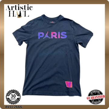 Jordan Paris Saint-Germain Men's Black Crewneck Tee M Cotton Short Sleeve