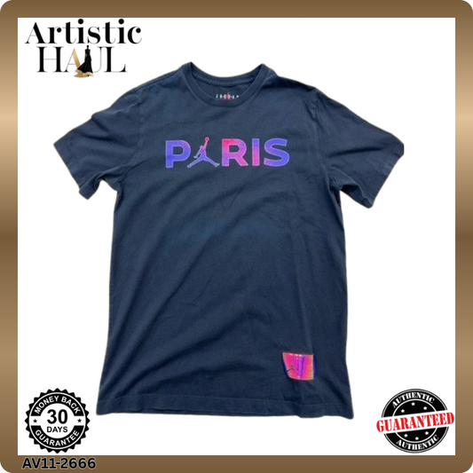 Jordan Paris Saint-Germain Men's Black Crewneck Tee M Cotton Short Sleeve