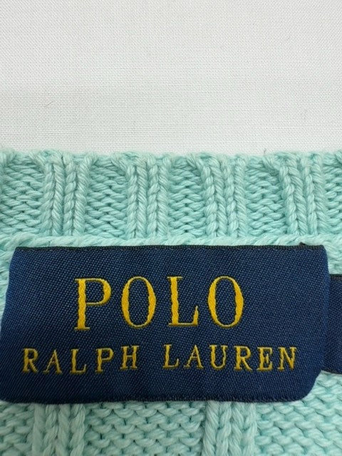 Polo Ralph Lauren Boys Light Blue Cable Knit Sweater Size S V-Neck Regular