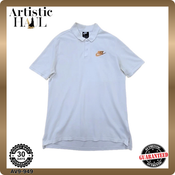 Nike Men's White Cotton Short Sleeve Polo Shirt M Button-Down