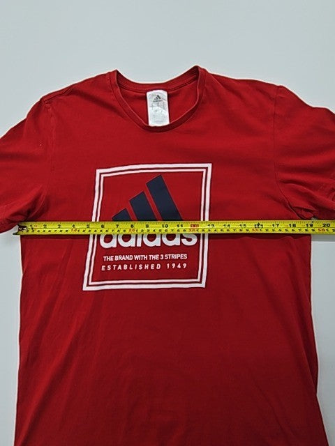 Adidas Men Red Logo Graphic T-Shirt Size S Regular Cotton Jersey