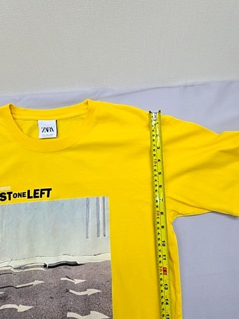 Zara Men's Yellow Graphic Print T-Shirt S Short Sleeve Portugal