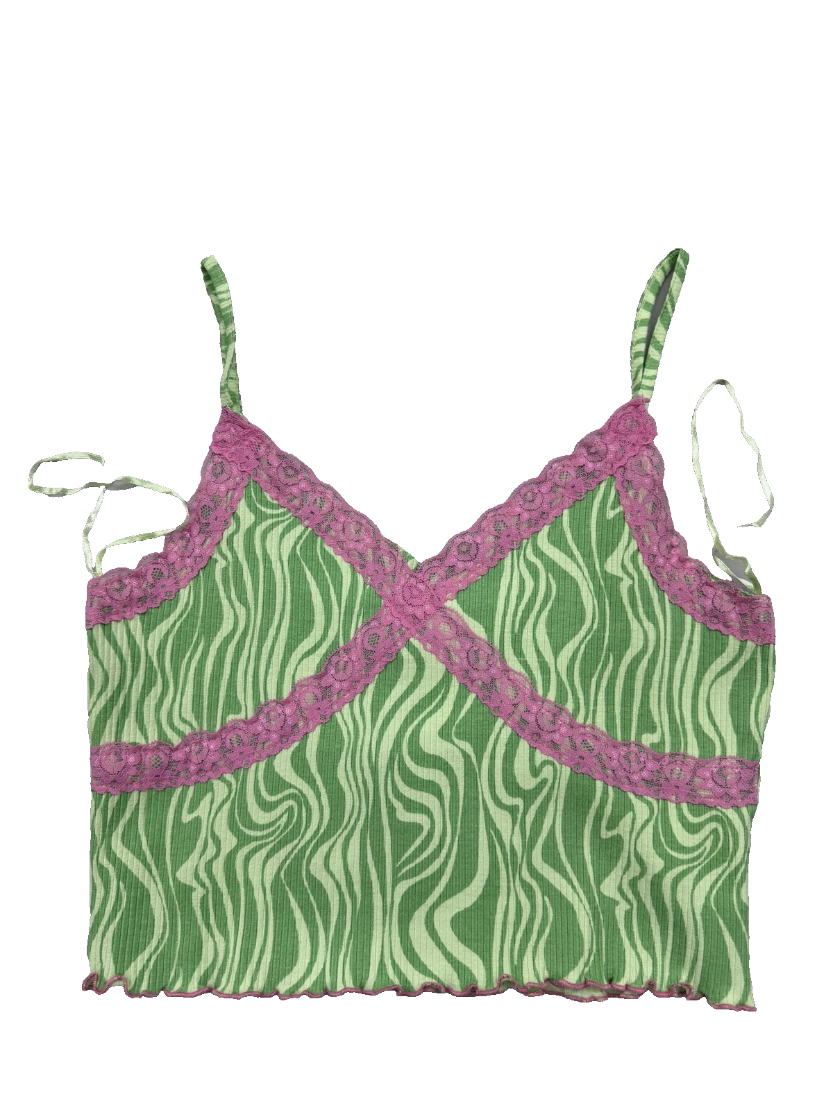 Sinsay Green Zebra Lace Bralette L Women Polyester