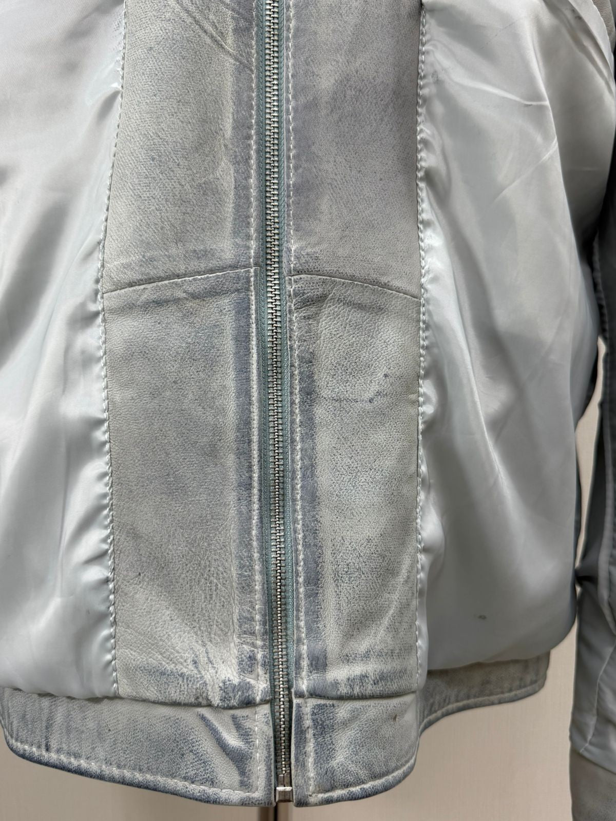 Men's Italian Sheepskin Genuine Leather Premium Soft Jacket Blue Coat Size Large