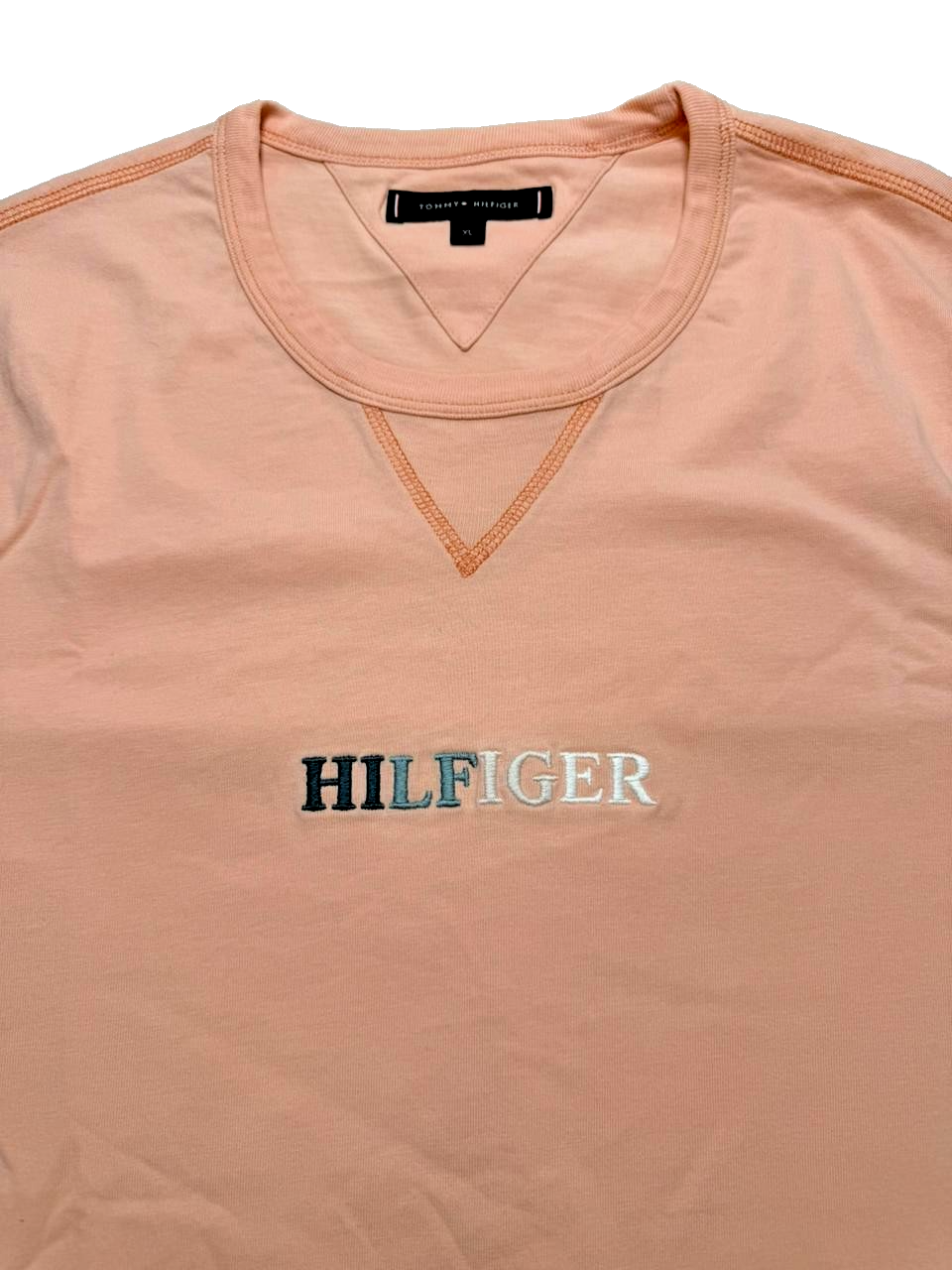 Tommy Hilfiger Peach Logo Regular Fit Cotton T-Shirt Crewneck Short Sleeve XL