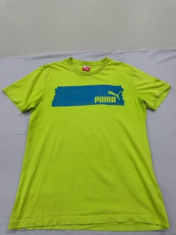 Puma Men's Yellow-Green Graphic T-Shirt Size M Cotton Crew Neck
