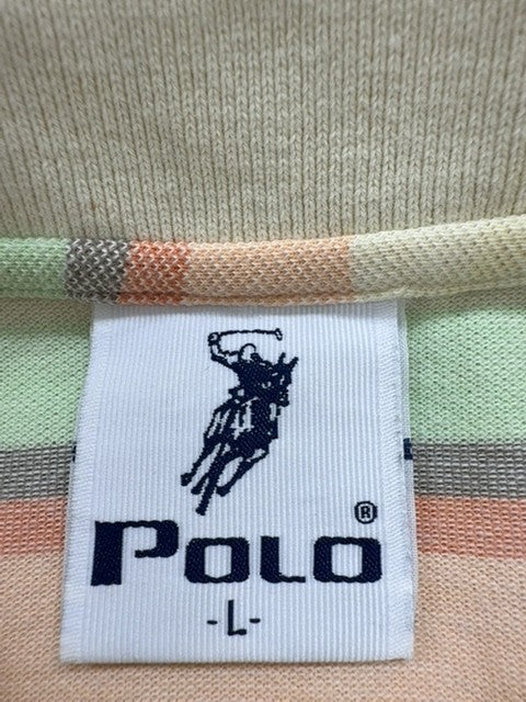 Polo Boys Cream Striped Polo Shirt Size 2T Button-Front Embroidered